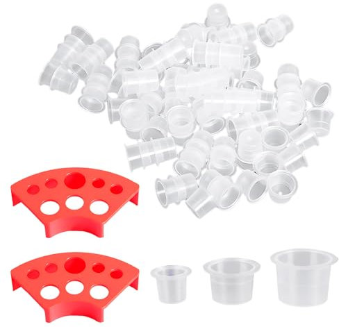 300 Stück Tattoo Tintenbecher mit 2 Cups Halterungen, kleine und mittlere und große je 100, Kleine Tinte Pigment Cups Ink Cups Tattoo Zubehör