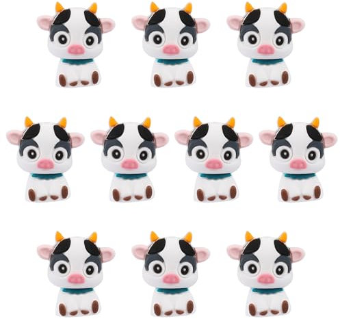 WEWAYSMILE 10 Stück 3D Silikonperlen Silikonperlen In Großpackung Tier Silikonperlen Silikon Stiftperlen Für DIY Schlüsselanhänger Perlenstift Schmuckherstellung (Kuh)
