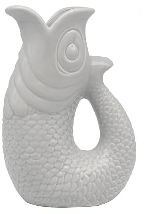 The Leonardo Collection Pichet à poisson gris 26 cm pour cuisine et maison | Carafe en céramique ou en verre pour usage multiple | Beau vase à crème ou à lait pour un usage quotidien | Peut également