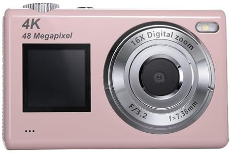 ARNSSIEN Digitalkamera mit Dual-Bildschirm, Autofokus 4K 48MP Vlogging Kamera Fotokamera mit 32GB Karte,Kompaktkamera, 16X Zoom, Anti-Shake, Geschenk für Kinder Teenager Anfänger,Y5