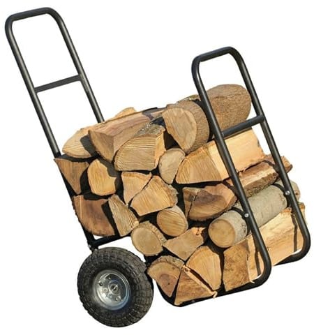 Brennholzwagen für den Außenbereich mit luftgefüllten Reifen, Holzträger mit einer Kapazität von 250 lbs, Hochleistungs-Stahlschlepper zum einfachen Bewegen von Kaminholz in Innenräumen