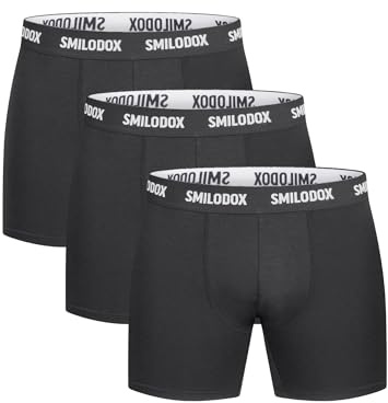 SMILODOX Herren Boxershorts 3er Set - Shaped Fit Unterhosen Männer mit Normalem Bund, Elastisch & Atmungsaktiv, Modalfasern, Mittellang, Logo Waistband - Männer Unterwäsche