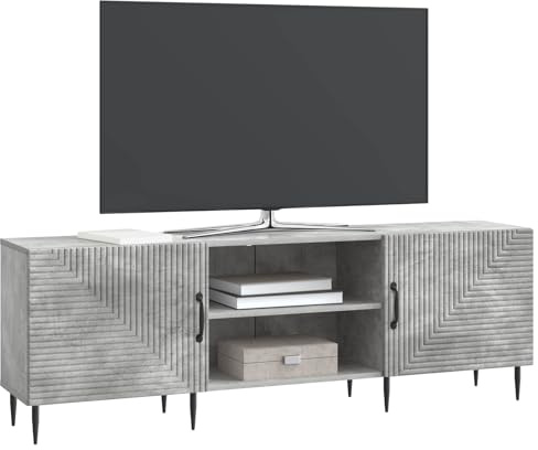 vidaXL TV-Schränk Betongrau 150 x 31 x 50 cm Holzwerkstoff, Stylisches Wohnzimmer, Vintage Lowboard, viel Stauraum, rechteckiger TV-Ständer, Medientisch, praktischer Organizer