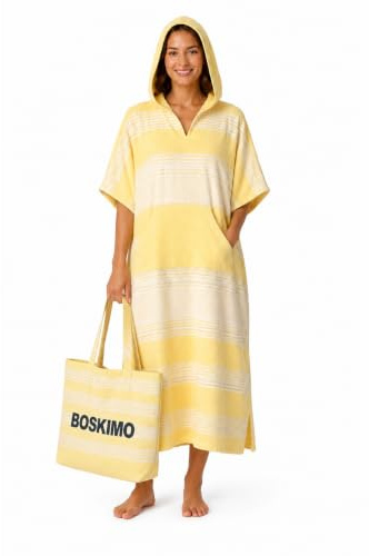 BOSKIMO Poncho Serviette Adulte avec Capuche - Plage Piscine Surf - Pochette Incluse