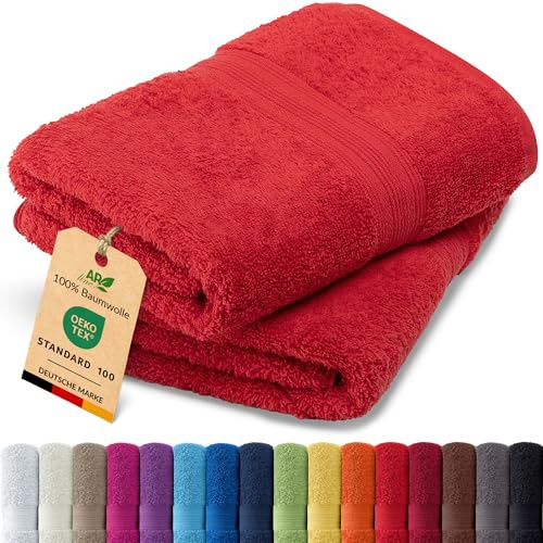 AR Line Arizona 2er Set Duschtuch 70x140 cm – 100% Baumwolle, 500 g/m², weich & saugstark, in Farbe: Rot