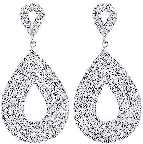 Hochzeit Braut BrautJungfer Partei Strass Cluster Träne Große Statement Ohrstecker Ohrringe Ohrschmuck