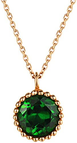 Epinki 18K Gold Damen Halskette Diamant Grün Diamant-Halskette Kettenlänge 40CM
