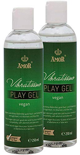 VIBRATISSIMO Play Gel vegan 2x250 ml - Lubrificante senza sostanze animali - Gel lubrificanti a base acqua - per giocattoli sessuali in silicone e preservativi in lattice
