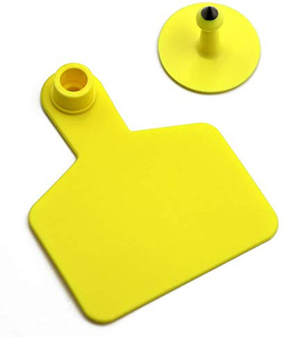 MUALROUS 100 pezzi Etichette per orecchio in bianco Etichetta per bestiame in plastica per bestiame Capra per animale Capra (giallo)