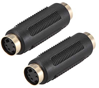 uxcell S-Video 4 Terminal Female to Female Connector Stereo Audio Video Cable Adapter Coupler Black 2Pcs