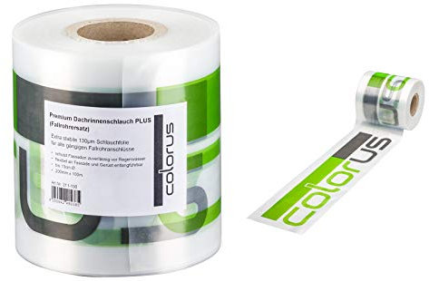 Colorus Premium Dachrinnenschlauch 100 m | Fallrohrersatz-Schlauch 130µm stark, LDPE-Vollschlauchfolie | Fallrohrprovisorium 13 cm Ø | Ablaufschlauch Dachrinne Schlauchfolie Fallrohrschlauch