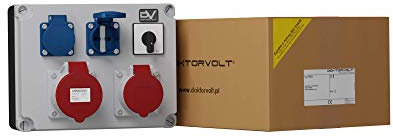 Doktorvolt Stromverteiler Baustromverteiler TD-S/FI Mit Steckdosen Kombination 2x 230V 1x 32A CEE Mit LS Schalter FI Schalter Sicherheitsklappdeckeln Wandverteiler Verdrahtet