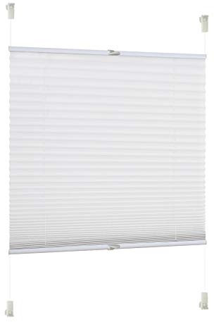Rapid Teck® Klemm Plissee 110cm x 130cm Weiß Blickdicht Faltrollo Jalousie Rollo ohne Bohren Klemmrollo Fertigplissee Easy Fix