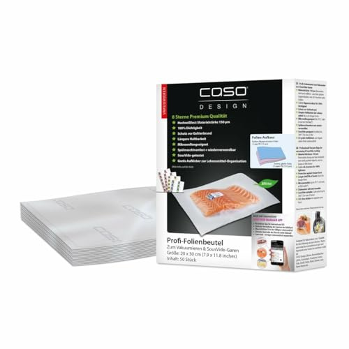 Caso Folienbeutel, 20 x 30 cm, 50 Stück für Vakuumierer inkl. Food Manager Etiketten