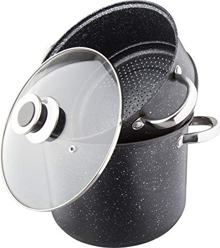 Kamberg - Couscoussier / Cuit Vapeur / Faitout 3 en 1 - Diamètre 28 cm - 12 litres - Acier Inoxydable Haute Qualité - Tous Feux dont Induction - Revêtement Type Pierre - Sans PFOA - 0008124