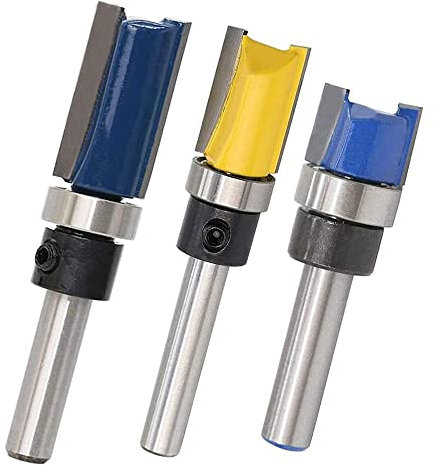 Eyech 3 Stück 1/4-Zoll-Schaft Bündigfräser-Schablonen Fräser Set Holz Top Lager Fräser Werkzeug | 1/2 Zoll Schnittdurchmesser
