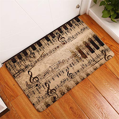HNHDDZ Fußmatte Vintage Musik Violine Musik Klavier Schlüsselblatt Schmetterling rutschfest Weichheit Eingang Fußmatte für Haustür Leben Zimmer Schlafzimmer Flanell Teppich Wohnkultur (H, 40x60 cm)