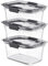 Rubbermaid Brilliance Glasaufbewahrung Lebensmittelbehälter mit Deckel, 4,7 Tassen, 3er-Pack (insgesamt 6 Stück), Glas, farblos, Set of 3 (4.7-Cup), 3