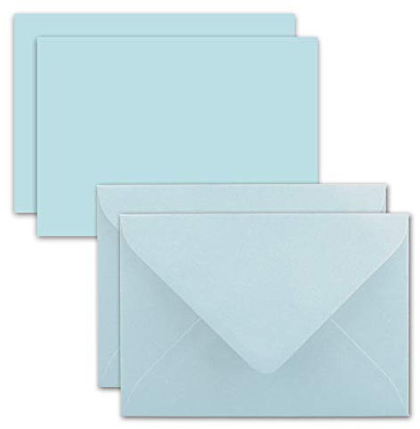 FarbenFroh by GUSTAV NEUSER 25x Karte mit Umschlag Set aus Einzel-Karten DIN A7-10,5x7,3 cm - Hellblau mit Brief-Umschlägen C7 Nassklebung ideale Geschenkanhänger