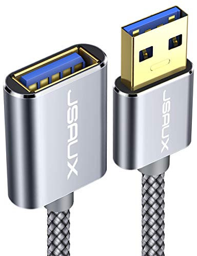 JSAUX USB 3.0 Extension Cable 0.5M, High Speed 5Gbps Data Transfer USB A Male to A Female USB Extension Cable Gold Plated Compatible with Printer, Scanner, Camera, Card Reader, USB Disk - Grey