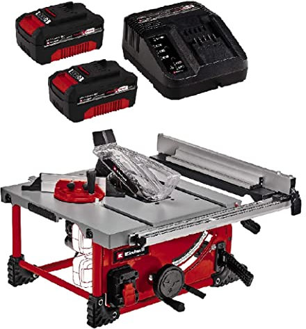 Einhell Scie circulaire sur table sans fil TE-TS 36/210 Li-Solo Power X-Change (lithium-ion, table en aluminium, extension de table, butée d’angle incluse) avec Chargeur et 2 Batteries 3,0Ah