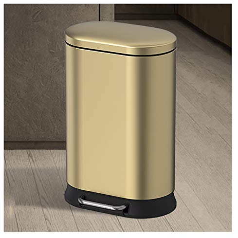 jbshop Trash Can Creative Trash Can with Lid Household Pedal Stainless Steel Garbage Can Large Capacity Pedal Garbage Bin, 5.2 Gallons/7.9 Gallons Waste Basket (Color : Gold-30L)