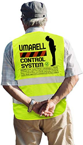 Bombo Gilet Regalo per la Pensione Umarell Control System, Giubbino Fluorescente per Festeggiare Il pensionamento di Un Amico. Taglia Unica.