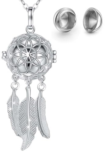 INFUSEU Urnen Kette, Erinnerung An Verstorbene Ash Keepsake Versilbert Traumfänger AnhäNger Feuerbestattung Schmuck