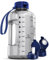 AQUAFIT Bouteille d'eau de 1,9 l avec marqueur de temps – Paille et couvercle à bec – Bouteille d'eau sans BPA avec poignée – Pichet pour salle de sport (clarté, 1,9 l)