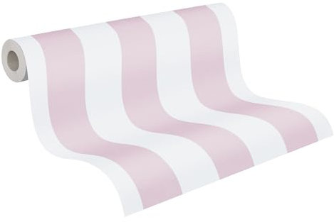 A.S. Création Streifentapete Little Love Tapete gestreift PVC-freie Vliestapete rosa weiß seidenmatt glatt 381482