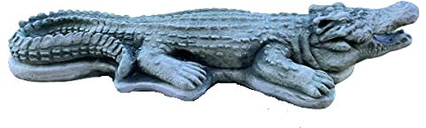 Massive Steinfigur Krokodil Gartendeko Raumdeko aus Steinguss frostfest Gartendeko Deko-Figur für Haus Garten Moderne Statue Garten-Figur
