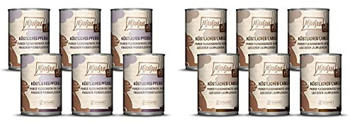 MjAMjAM - Premium Nassfutter für Katzen - purer Fleischgenuss - zartes Känguru pur, 6 x 400 g & Premium Nassfutter für Katzen - purer Fleischgenuss - köstliches Lamm pur, 6er Pack (6 x 400 g)