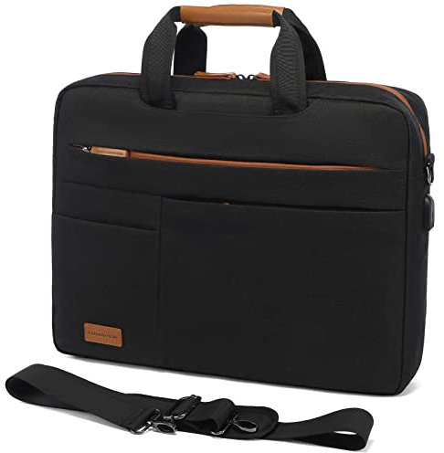 LOVEVOOK Sacoche Ordinateur Portable 17.3 Pouces Imperméable Mallette Sac pc Tablette Ordinateur Cartable Sac à Bandoulière pour Hommes Femmes Collège Cours Travail Affaires Voyage (15.6'', Noir)