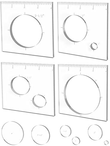 inBovoga 4 Pack Circle Inlay Templates, Router Jig Template, Decorative and Router Templates for Woodworking, Circle Key Inlay Template
