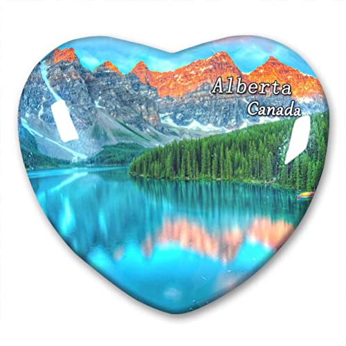Kühlschrankmagnet, Motiv: Kanada Alberta, Kühlschrank-Aufkleber, Kollektion, dekorativer Magnet, Reise-Souvenir, Herzform, Kristallglas