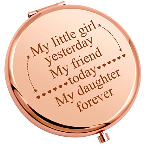 Gevody Daughter Gifts Compact Pocket Makeup Mirror Graduation Birthday Gifts for Daughter from Dad Mom Girls Wedding Presents Mother to My Girl Presents Christmas Valentine Folding Makeup Mirror