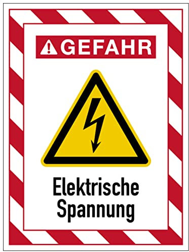 Aufkleber Sicherheits Hinweis Warn- und Gefahrkombi Schild Folie selbstklebend | Variante wählbar 60x80cm Made in Germany, Größe: Elektrische Spannung