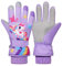 Kinder Skihandschuhe Snowboard Handschuhe Schneehandschuhe wasserdichte Und Winddichte Winter Handschuhe Anti-Rutsch Plüsch Gefüttert Warm Handschuhe für Mädchen Jungen Lila Einhorn L(9-11 Jahre)