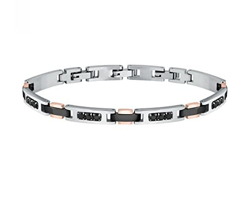 Morellato Urban bracciale Uomo in Acciaio inossidabile, zircone, ip nero oro rosa - SABH22