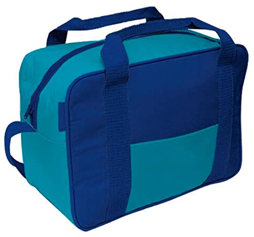 Tradineur - Bolsa porta alimentos térmica, forro de aluminio, nevera poliéster, asas y correa ajustable, cremallera y aislante interior, plegable, playa, camping, 42 x 18 x 30 cm, color aleatorio