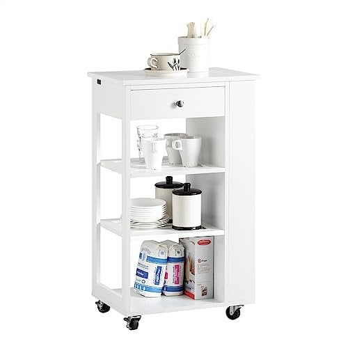 SoBuy Chariot de Service Desserte de Cuisine à roulettes Table Roulante Meuble de Rangement pour Cuisine et Salon 47 x 35;5 x 86 cm, FKW12-II-W