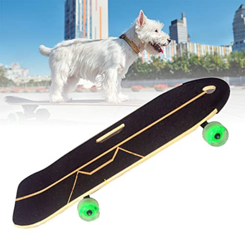 Haustier-Skateboard mit Surfständer, starker Brettoberfläche, Schwerkrafthalterung, komplett für Hunde und Haustiere mit bunten PU-Rädern, für Englisch-Französische Bulldogge, Kinder und Erwachsene E