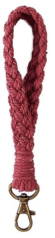 AOKSUNOVA Makramee Schlüsselanhänger Frau Schlüsselband Mädchen Schlüsselbund Handgelenk Boho Bordeaux Rot