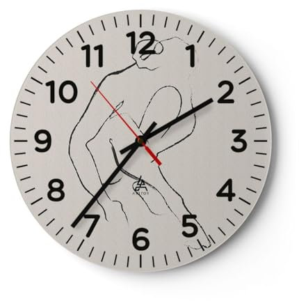 Modern Wanduhr Minimalismus Akt Frau 40x40cm Rund Groß Wand Uhr Glas Analog Zimmeruhren Küche Büro Wohnzimmer Glasuhr Wall Clock Dekoration Design Wanddekoration Küchenuhr C4AR40x40-5968