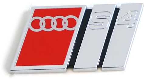 Audi 8D5853737G2ZZ Schriftzug S4 Heckklappe Logo Emblem Plakette, selbstklebend, Silber