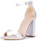The Drop Rebecca Strappy High Block-Heel Sandalen mit Absatz, Elfenbeinfarbenes Satin, 40 EU