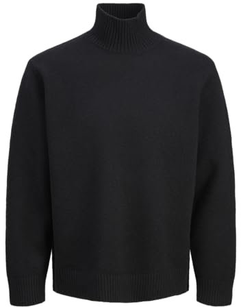 JACK&JONES Herren Jorsoft Knit High Neck Strickpullover, Black, Large