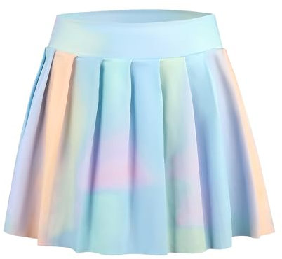 Bezioner Mädchen Tennisrock,Faltenrock mit Taschen Innenhose,Golf Skorts Plissierte Skater Sportrock Kinder Minirock Schuluniform Blau XL(10-12 Jahre,130–150 cm)