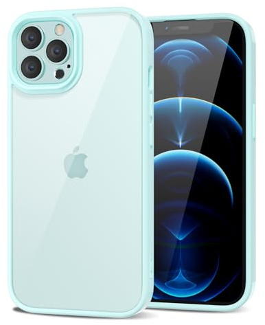 LoeoeL for iPhone 12 Pro Max Case Clear, Transparent Hybrid 12 Pro Max Phone Case [Hard Plastic & Soft Silicone Bumper] Acrylic Non Yellowing Thin Slim Protective Cover for Women, Teal