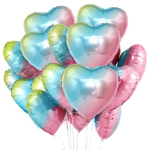 Herz Folienballon Bunt 20 Stück,Herz Helium Luftballons,Heliumballon Herzen,Herzluftballons,Herzform Folienluftballon Herzballons Geeignet für Geburtstag Hochzeit Verlobung Brautdusche Valentinstag